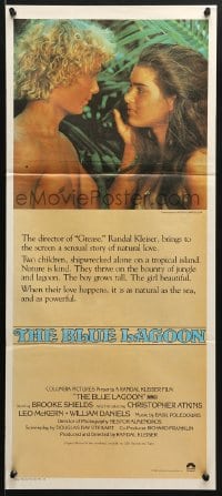 5k409 BLUE LAGOON Aust daybill 1980 c/u of sexy young Brooke Shields & Christopher Atkins!