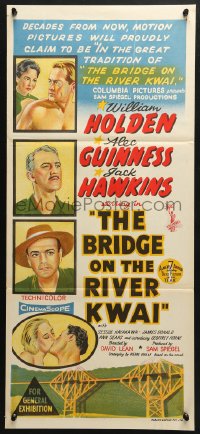 5k420 BRIDGE ON THE RIVER KWAI Aust daybill 1958 William Holden, David Lean classic, art!