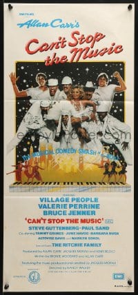 5k437 CAN'T STOP THE MUSIC Aust daybill 1980 great group photo of The Village People & cast in all white!