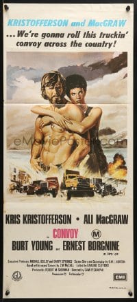 5k476 CONVOY Aust daybill 1978 different art of trucker Kris Kristofferson & sexy Ali McGraw, rare!