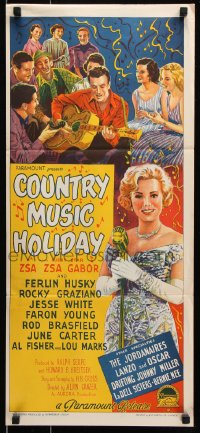 5k481 COUNTRY MUSIC HOLIDAY Aust daybill 1958 Zsa Zsa Gabor, Ferlin Husky & country music stars!