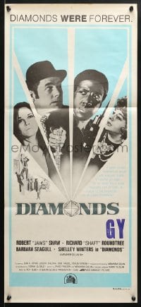 5k503 DIAMONDS Aust daybill 1975 Robert Shaw, Richard Roundtree, Barbara Hershey & Shelley Winters!