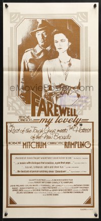 5k542 FAREWELL MY LOVELY Aust daybill 1975 art of Charlotte Rampling & Robert Mitchum!