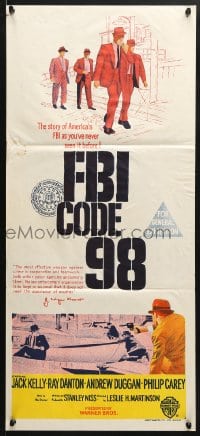 5k547 FBI CODE 98 Aust daybill 1963 Jack Kelly, Ray Danton, Andrew Duggan, g-men with guns!