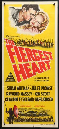 5k549 FIERCEST HEART Aust daybill 1961 sexy Juliet Prowse from Stuart Cloete's best-selling book!