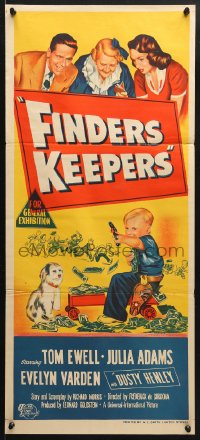 5k550 FINDERS KEEPERS Aust daybill 1952 Tom Ewell, Julia Adams, Evelyn Varden, wacky art of rich boy