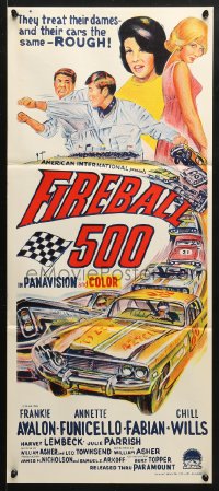 5k551 FIREBALL 500 Aust daybill 1966 driver Frankie Avalon & Annette Funicello, cool car art!