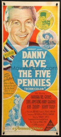 5k553 FIVE PENNIES Aust daybill 1959 great different Richardson Studio art of Danny Kaye!