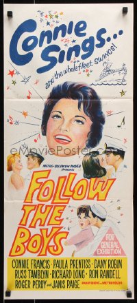5k557 FOLLOW THE BOYS Aust daybill 1963 Connie Francis sings and the whole Navy fleet swings!