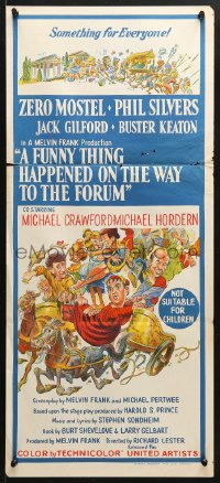 5k569 FUNNY THING HAPPENED ON THE WAY TO THE FORUM Aust daybill 1966 wacky image of Zero Mostel!