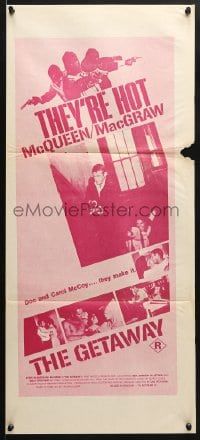 5k578 GETAWAY Aust daybill 1973 Steve McQueen, Ali McGraw, Sam Peckinpah directed!