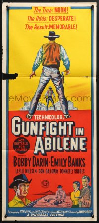 5k599 GUNFIGHT IN ABILENE Aust daybill 1967 art of cowboy Bobby Darin in a showdown!