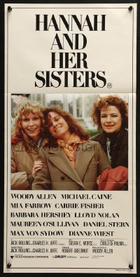 5k606 HANNAH & HER SISTERS Aust daybill 1986 Allen directed, Mia Farrow, Weist & Barbara Hershey!