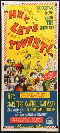5k617 HEY LET'S TWIST Aust daybill 1962 the rock & roll sensation at New York's Peppermint Lounge!!