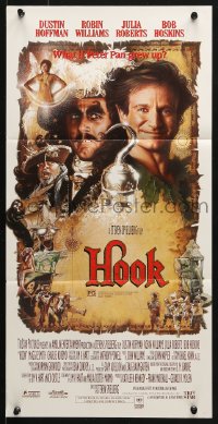 5k627 HOOK Aust daybill 1991 artwork of pirate Dustin Hoffman & Robin Williams by Drew Struzan!