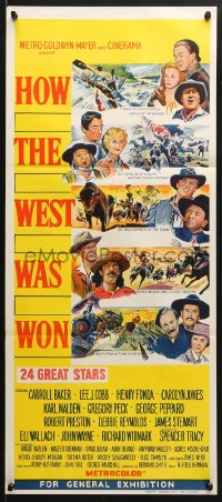 5k636 HOW THE WEST WAS WON Aust daybill 1964 John Ford, Debbie Reynolds, Gregory Peck!