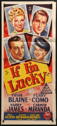 5k644 IF I'M LUCKY Aust daybill 1946 Vivan Blaine, Perry Como, Carmen Miranda, Harry James, art!