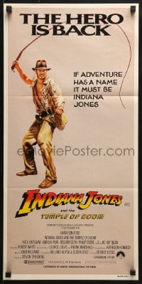 5k647 INDIANA JONES & THE TEMPLE OF DOOM Aust daybill 1984 art of Harrison Ford, the hero is back!