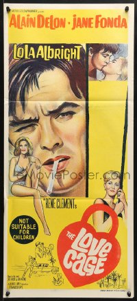 5k657 JOY HOUSE Aust daybill 1964 Rene Clement, art of Jane Fonda & Alain Delon, Love Cage!