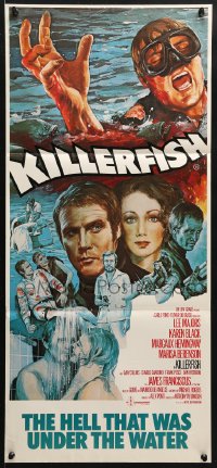 5k669 KILLER FISH Aust daybill 1979 artwork of Lee Majors, Karen Black, piranha horror!