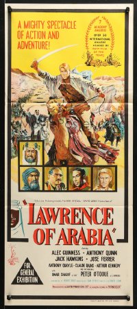 5k690 LAWRENCE OF ARABIA Aust daybill 1963 David Lean classic art of Peter O'Toole!