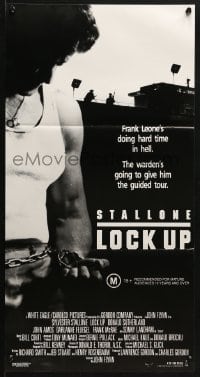 5k703 LOCK UP Aust daybill 1989 Donald Sutherland, image of Sylvester Stallone in prison!