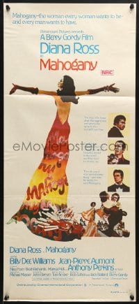 5k724 MAHOGANY Aust daybill 1975 art of Diana Ross, Billy Dee Williams, Anthony Perkins & Aumont!