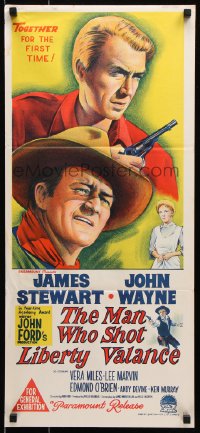 5k728 MAN WHO SHOT LIBERTY VALANCE Aust daybill 1962 John Wayne & James Stewart, John Ford