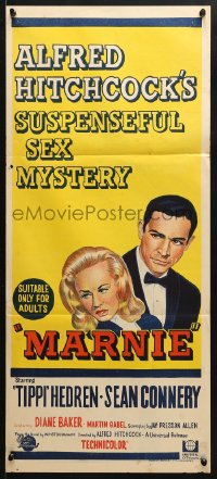 5k733 MARNIE Aust daybill 1964 Sean Connery & Tippi Hedren, Hitchcock suspenseful sex mystery!