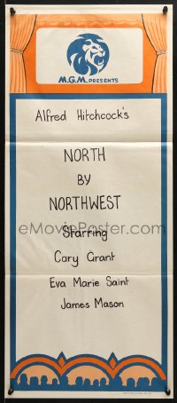 5k744 MGM Aust daybill 1960s cool stock poster advertising a showing of North by Northwest!