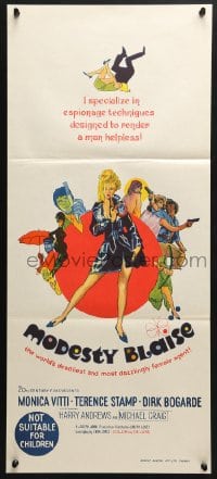 5k752 MODESTY BLAISE Aust daybill 1966 Bob Peak art of sexiest female secret agent Monica Vitti!