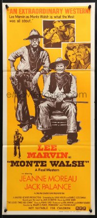 5k753 MONTE WALSH Aust daybill 1970 art of Lee Marvin, Jack Palance & Jeanne Moreau!