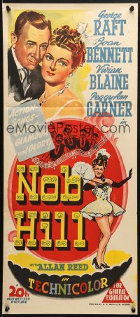 5k781 NOB HILL Aust daybill 1945 different art of George Raft & Joan Bennett!