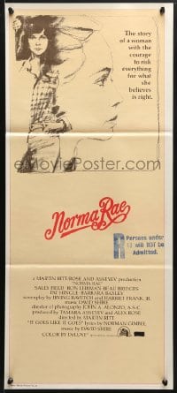5k782 NORMA RAE Aust daybill 1979 Sally Field in story of woman with courage to risk everything!