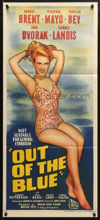 5k795 OUT OF THE BLUE Aust daybill 1949 super sexy full-length Virginia Mayo in swimsuit!