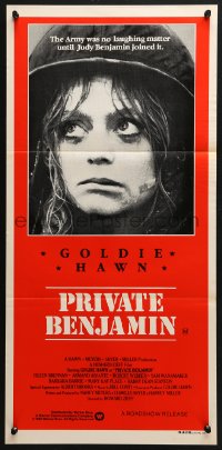 5k819 PRIVATE BENJAMIN Aust daybill 1981 funny image of depressed soldier Goldie Hawn!