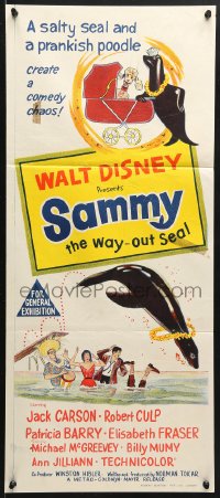 5k850 SAMMY Aust daybill 1962 artwork of Disney's Way Out Seal and a prankish poodle!