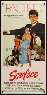 5k853 SCARFACE Aust daybill 1983 art of Al Pacino as Tony Montana, Michelle Pfeiffer!