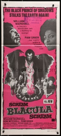 5k855 SCREAM BLACULA SCREAM Aust daybill 1973 image of black vampire William Marshall & Pam Grier!