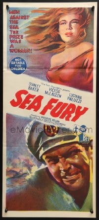 5k858 SEA FURY Aust daybill 1959 Baker, Victor McLaglen, Luciana Paluzzi, a hurricane of adventure!