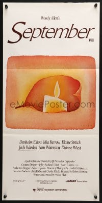 5k860 SEPTEMBER Aust daybill 1988 Woody Allen, cool art of candle by Jean-Michel Folon!
