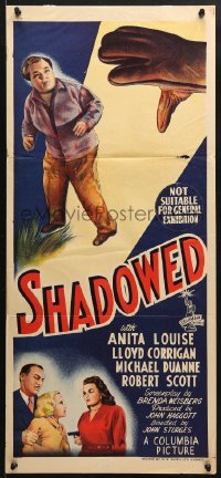 5k865 SHADOWED Aust daybill 1946 Anita Louise, murder mystery directed by John Sturges!
