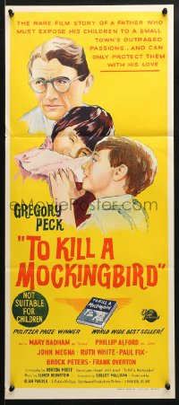 5k939 TO KILL A MOCKINGBIRD Aust daybill 1964 Gregory Peck, from Harper Lee's classic novel!
