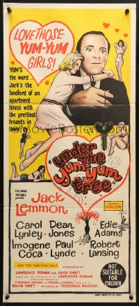 5k955 UNDER THE YUM-YUM TREE Aust daybill 1963 Jack Lemmon romances sexy Carol Lynley!