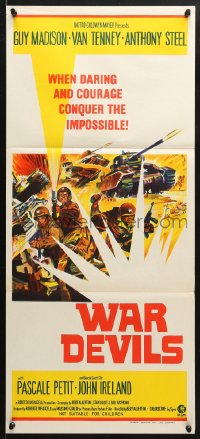 5k973 WAR DEVILS Aust daybill 1971 when daring and courage conquer the impossible, cool war art!