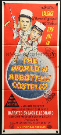 5k989 WORLD OF ABBOTT & COSTELLO Aust daybill 1965 Bud & Lou are the greatest laughmakers!