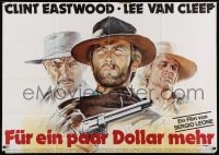 5k224 FOR A FEW DOLLARS MORE German 33x47 R1978 great Casaro art of Eastwood, Kinski & Van Cleef