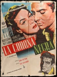 5k102 BLACK CROWN Mexican poster 1951 La Corona negra, Maria Felix & Rossano Brazzi