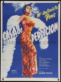 5k103 CASA DE PERDICION Mexican poster 1956 sexy Maria Antonieta Pons in see-through pepper dress!