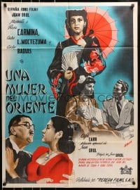 5k118 UNA MUJER DE ORIENTE Mexican poster 1946 Rosa Carmina, Carlos Lopex Moctezuma, Juanino art!